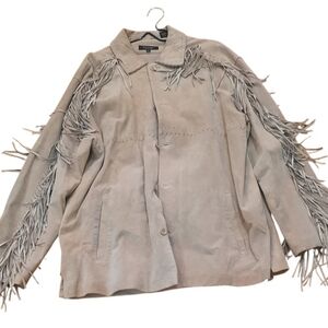 Genelli Mens Leather Fringe Jacket Size XXL Blonde Tan & Pants Size 40 Vintage